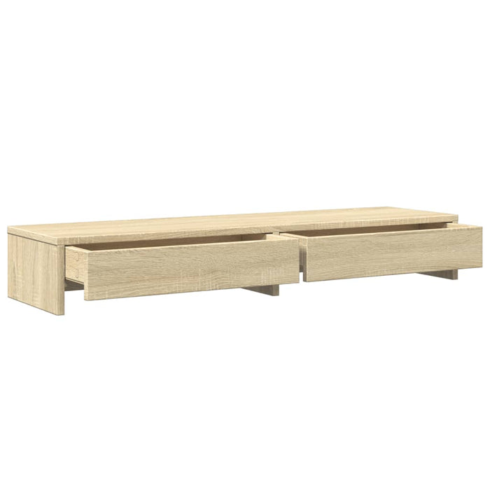 Suport monitor cu sertare, stejar Sonoma, 100x27x15 cm, lemn stratificat WALTI