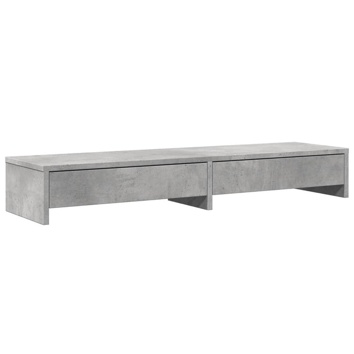 Suport monitor cu sertare gri beton 100x27x15 cm lemn prelucrat WALTI