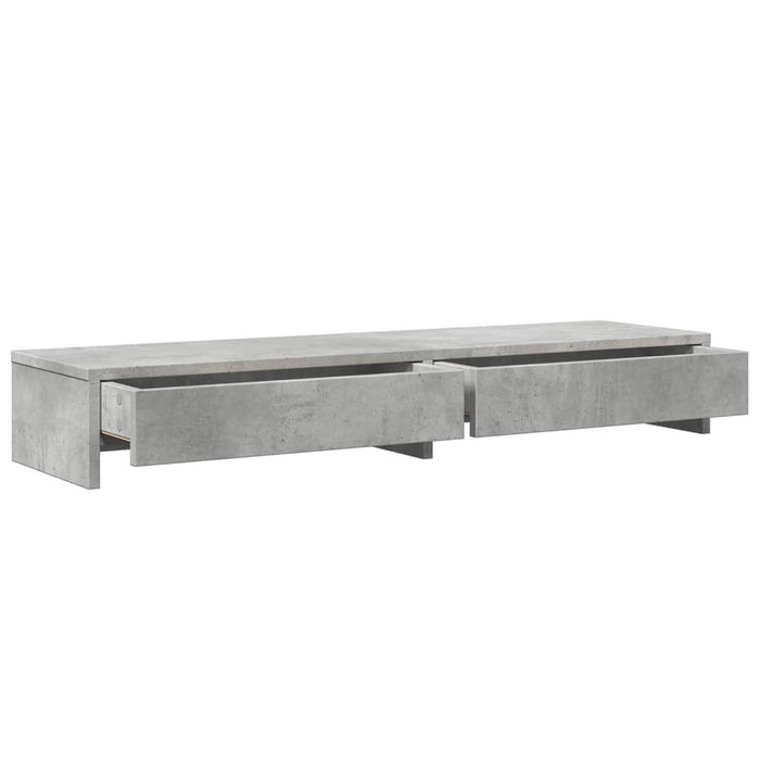 Suport monitor cu sertare gri beton 100x27x15 cm lemn prelucrat WALTI