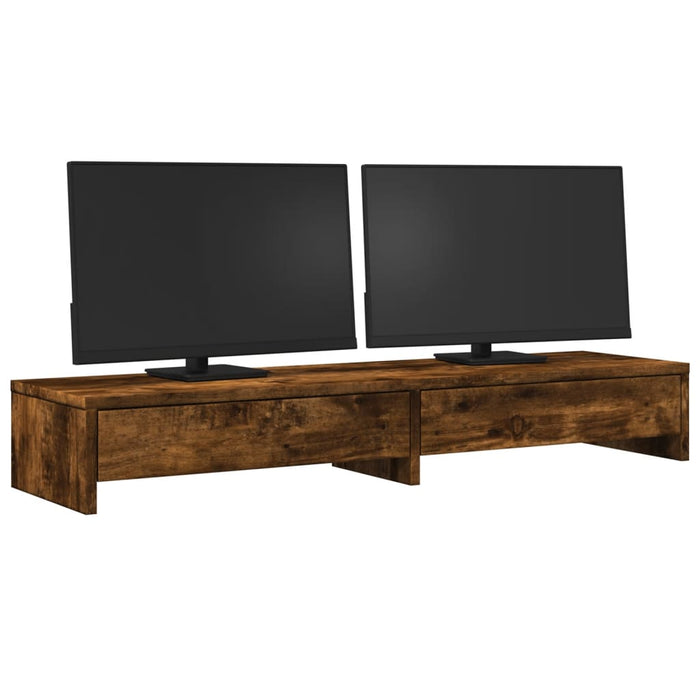Suport monitor cu sertare, stejar fumuriu, 100x27x15 cm, lemn - WALTI WALTI