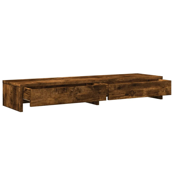 Suport monitor cu sertare, stejar fumuriu, 100x27x15 cm, lemn - WALTI WALTI
