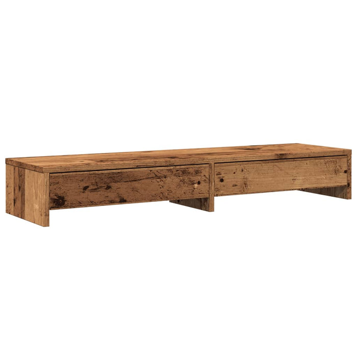 Suport monitor cu sertare lemn vechi 100x27x15cm lemn prelucrat - WALTI WALTI