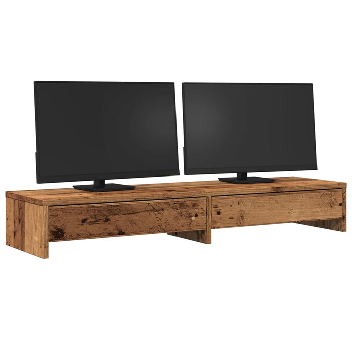 Suport monitor cu sertare lemn vechi 100x27x15cm lemn prelucrat - WALTI WALTI