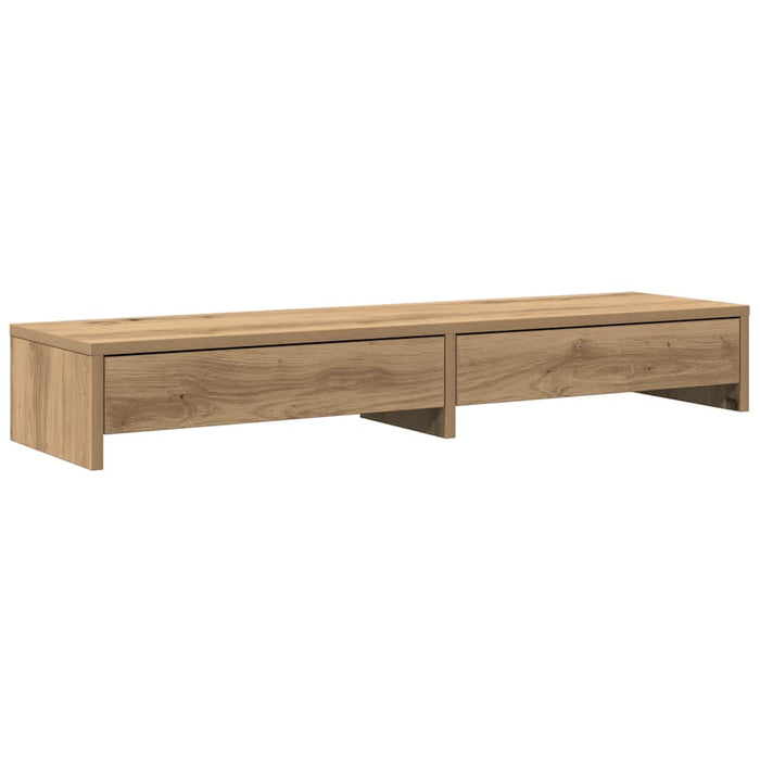 Suport monitor cu sertare, stejar artizanal, 100x27x15 cm, lemn - WALTI WALTI