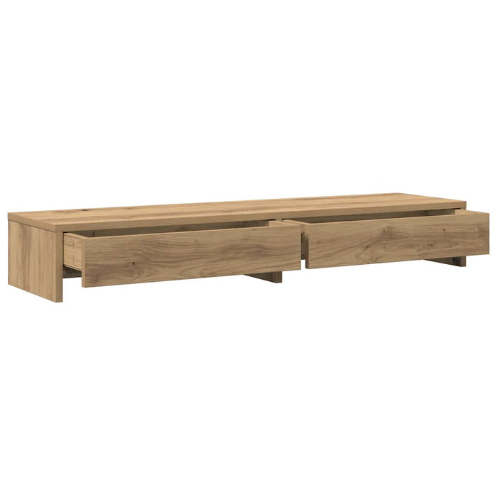 Suport monitor cu sertare, stejar artizanal, 100x27x15 cm, lemn - WALTI WALTI