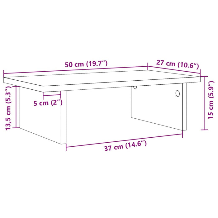 Suport de monitor, gri beton, 50x27x15 cm, lemn prelucrat WALTI