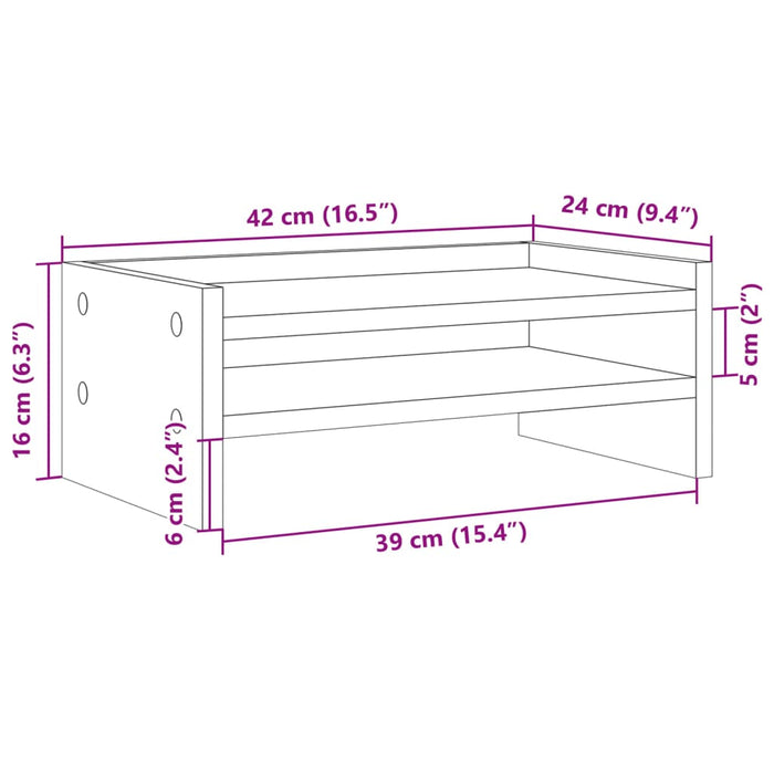 Suport de monitor, gri sonoma, 42x24x16 cm, lemn prelucrat - WALTI WALTI