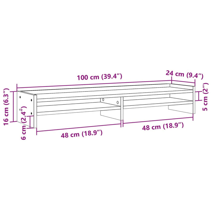 Suport monitor, alb, 100x24x16 cm, lemn prelucrat WALTI