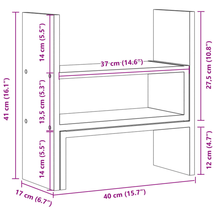 Organizator birou, negru, 40x17x41 cm, lemn prelucrat WALTI