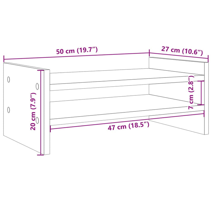 Suport pentru monitor, alb, 50x27x20 cm, lemn prelucrat WALTI