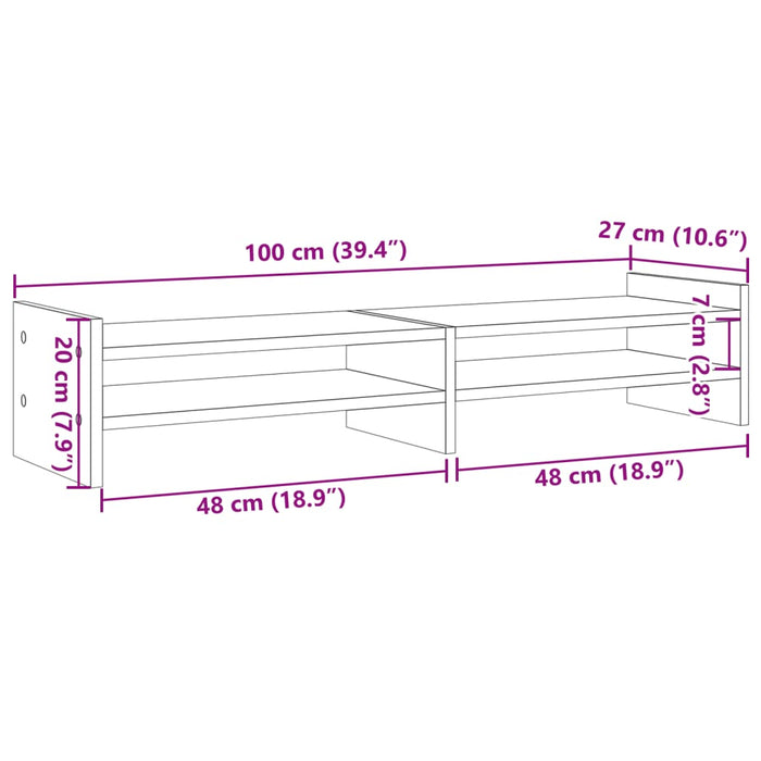 Suport monitor, alb, 100x27x20 cm, lemn prelucrat WALTI