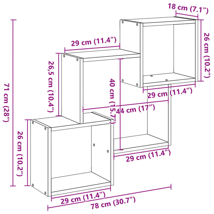 Dulap de perete, gri beton, 78x18x71 cm, lemn prelucrat WALTI