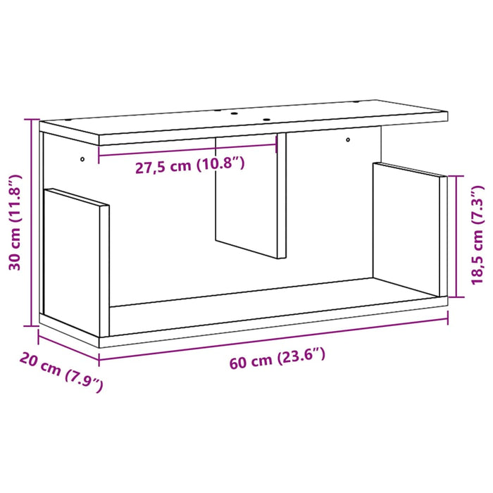 Dulap de perete, negru, 60x20x30 cm, lemn prelucrat - WALTI WALTI