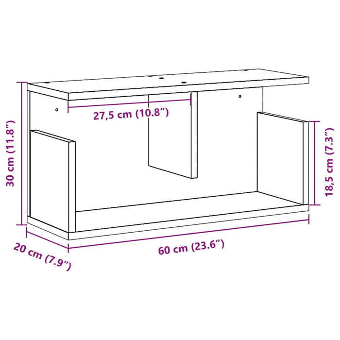 Dulap de perete, sonoma gri, 60x20x30 cm, lemn prelucrat WALTI