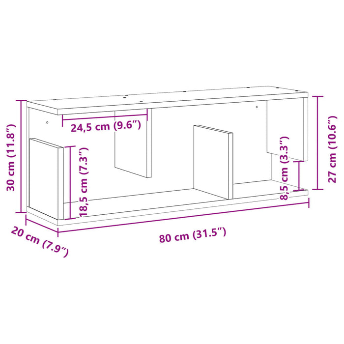 Dulap de perete, stejar fumuriu, 80x20x30 cm, lemn prelucrat WALTI