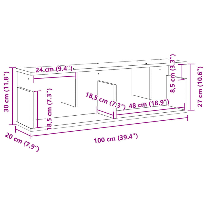 Dulap de perete, stejar maro, 100x20x30 cm, lemn prelucrat - WALTI WALTI