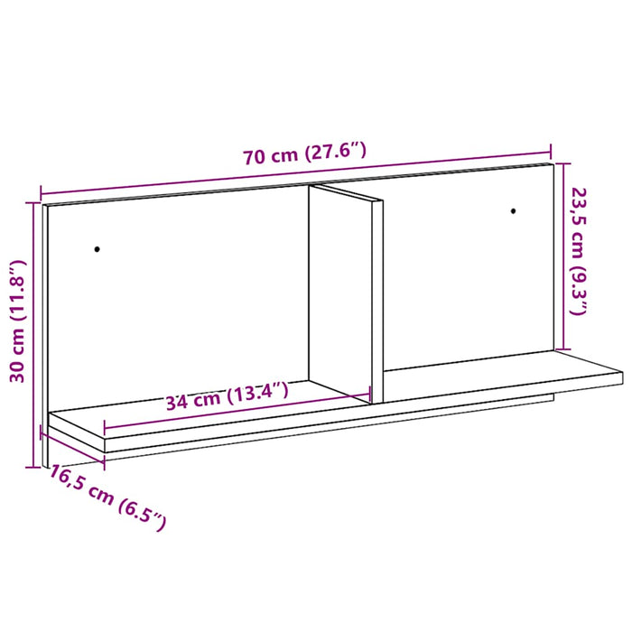 Dulap de perete, negru, 70x16,5x30 cm, lemn prelucrat - WALTI WALTI