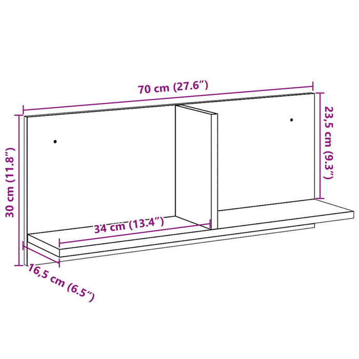 Dulap de perete, gri beton, 70x16,5x30 cm, lemn prelucrat - WALTI WALTI