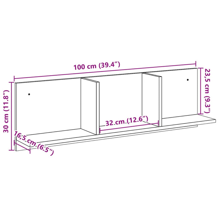 Dulap de perete, 100x16,5x30 cm, negru, lemn prelucrat - WALTI WALTI