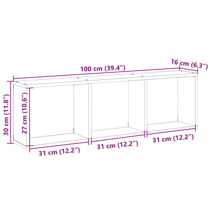Dulap de perete, stejar fumuriu, 100x16x30 cm, lemn prelucrat WALTI