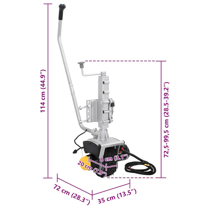 Cric de remorcă cu roată, 12 V, 550 W, aluminiu - WALTI WALTI