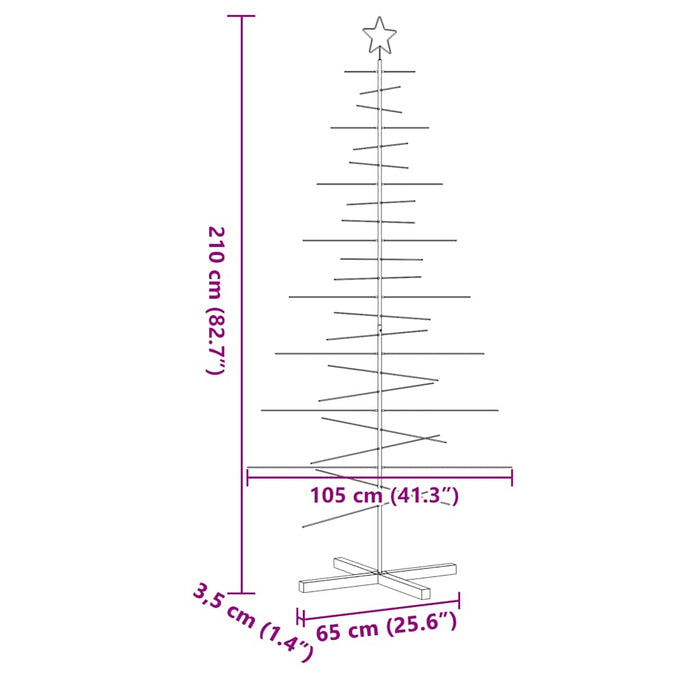 Brad de Crăciun din metal cu bază din lemn, negru, 210 cm - WALTI WALTI