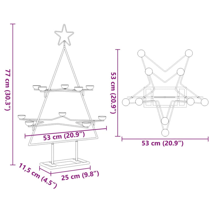 Brad de Crăciun din metal pentru decor, negru, 75 cm - WALTI WALTI