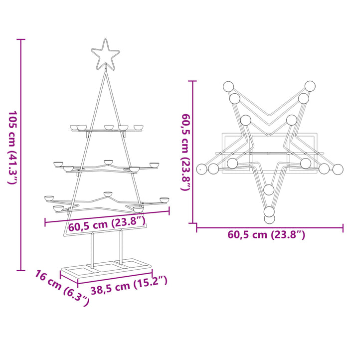 Brad de Crăciun din metal pentru decor, negru, 105 cm - WALTI WALTI