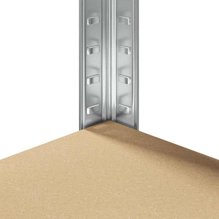 Raft de colț cu 5 niveluri, argintiu, oțel și lemn prelucrat - WALTI WALTI