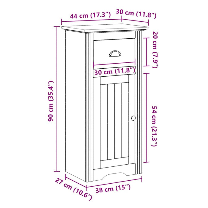 Dulap de baie „BODO” Gri 44x30x90 cm - WALTI WALTI