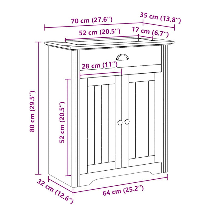 Dulap pentru chiuvetă de baie „BODO” Alb 70x35x80 cm - WALTI WALTI