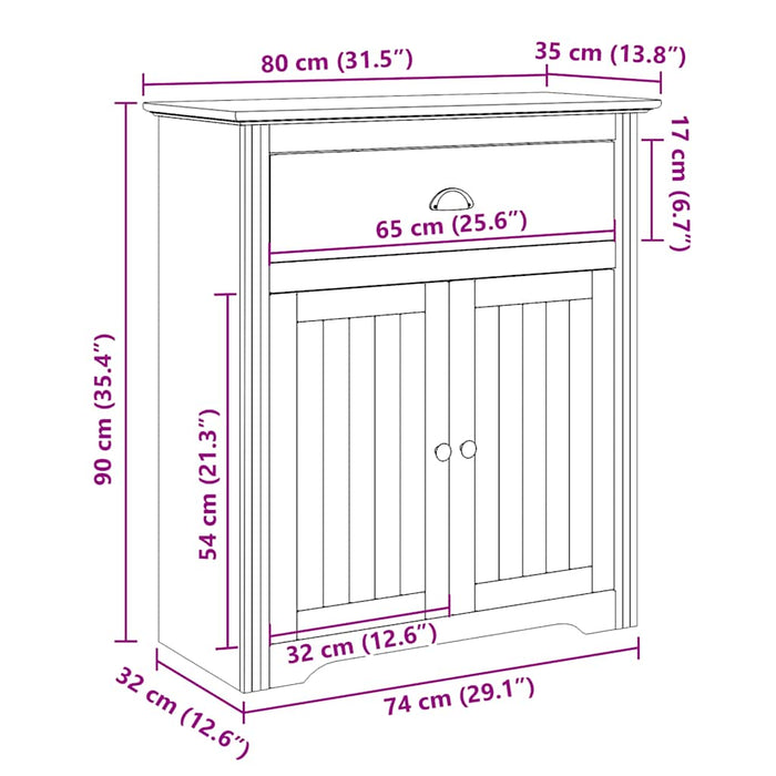 Dulap de hol „BODO” Alb 80x35x90 cm - WALTI WALTI