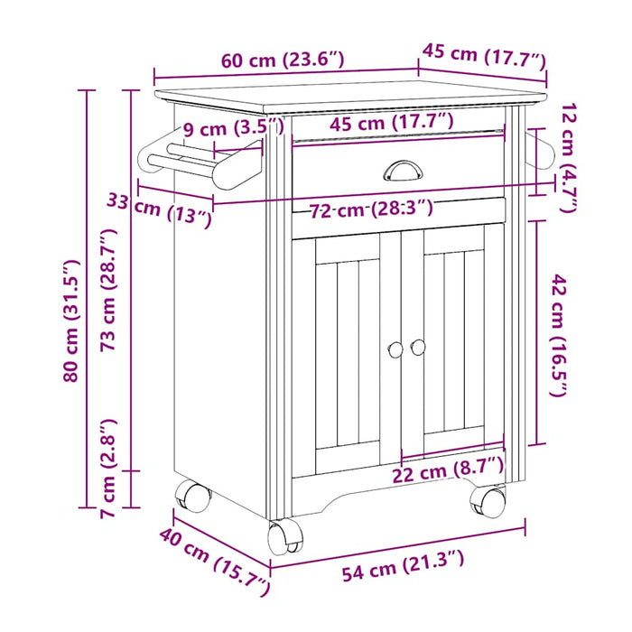 Cărucior de bucătărie „BODO” Alb 72x45x80 cm - WALTI WALTI