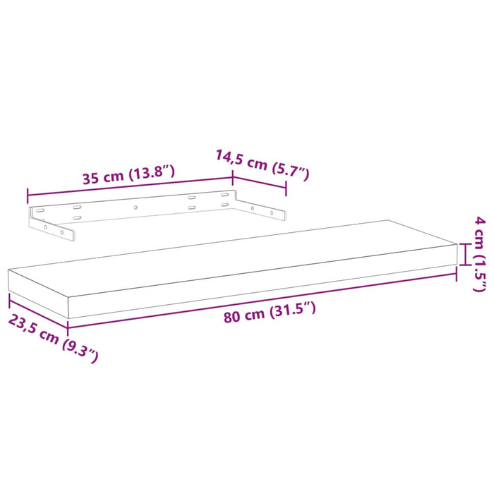 Raft plutitor, 80x23,5x4 cm, lemn prelucrat - WALTI WALTI