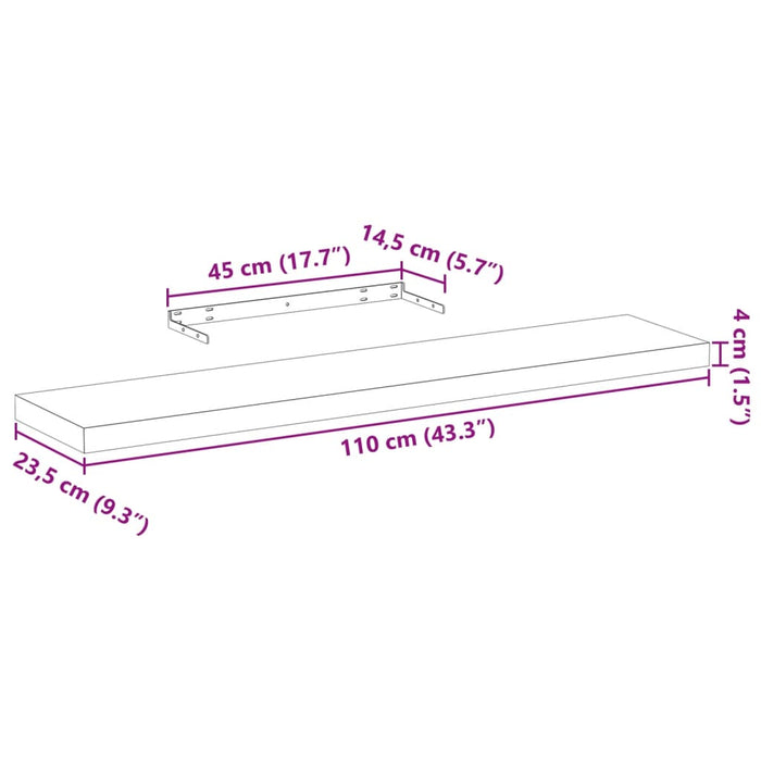 Raft plutitor, 110x23,5x4 cm, lemn prelucrat - WALTI WALTI