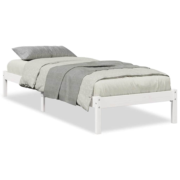 Cadru pat foarte lung fără saltea alb 90x210 cm lemn masiv pin WALTI