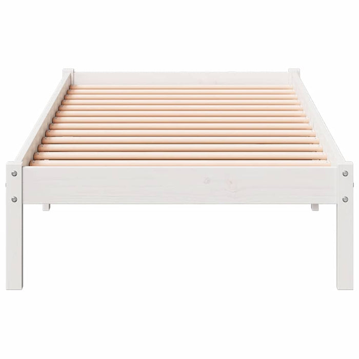 Cadru pat foarte lung fără saltea alb 90x210 cm lemn masiv pin WALTI