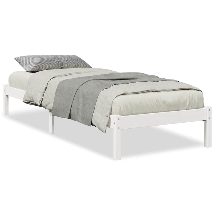 Cadru pat foarte lung fără saltea alb 100x210 cm lemn masiv pin WALTI