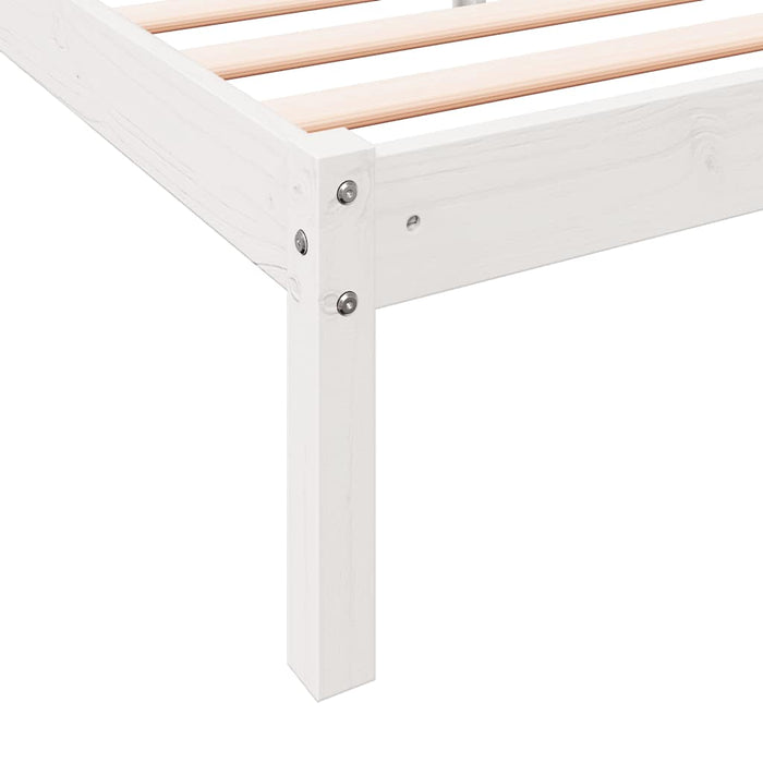 Cadru pat foarte lung fără saltea alb 100x210 cm lemn masiv pin WALTI