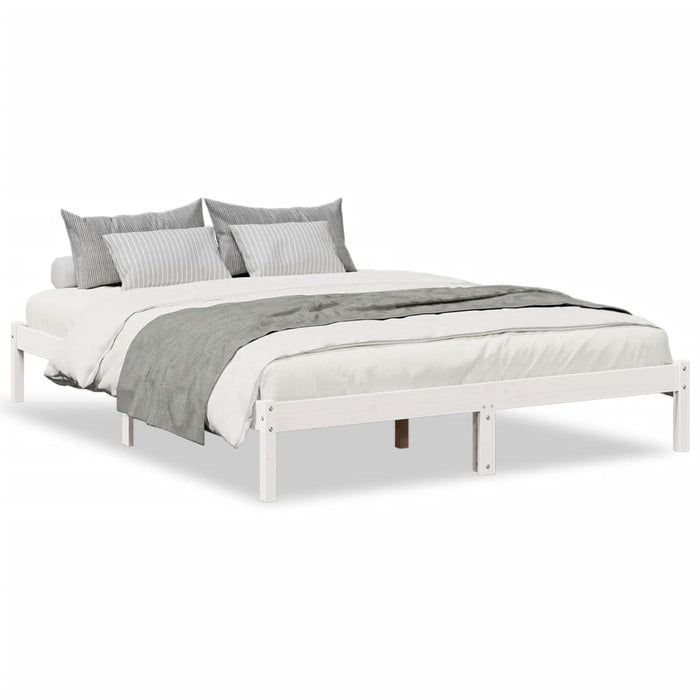 Cadru pat foarte lung fără saltea alb 140x210 cm lemn masiv pin - WALTI WALTI