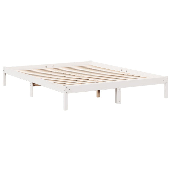 Cadru pat foarte lung fără saltea alb 140x210 cm lemn masiv pin - WALTI WALTI