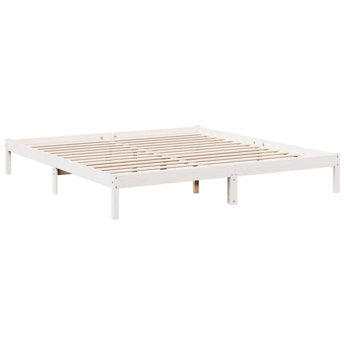 Cadru pat foarte lung fără saltea alb 180x210 cm lemn masiv pin - WALTI WALTI