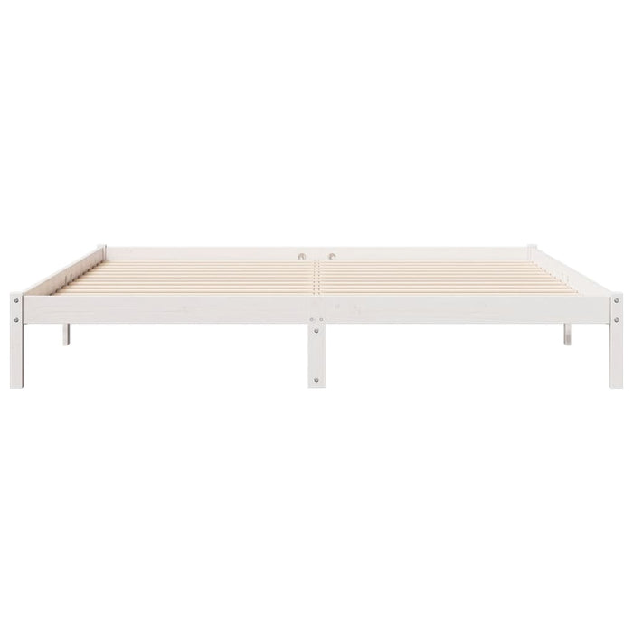 Cadru pat foarte lung fără saltea alb 200x210 cm lemn masiv pin WALTI