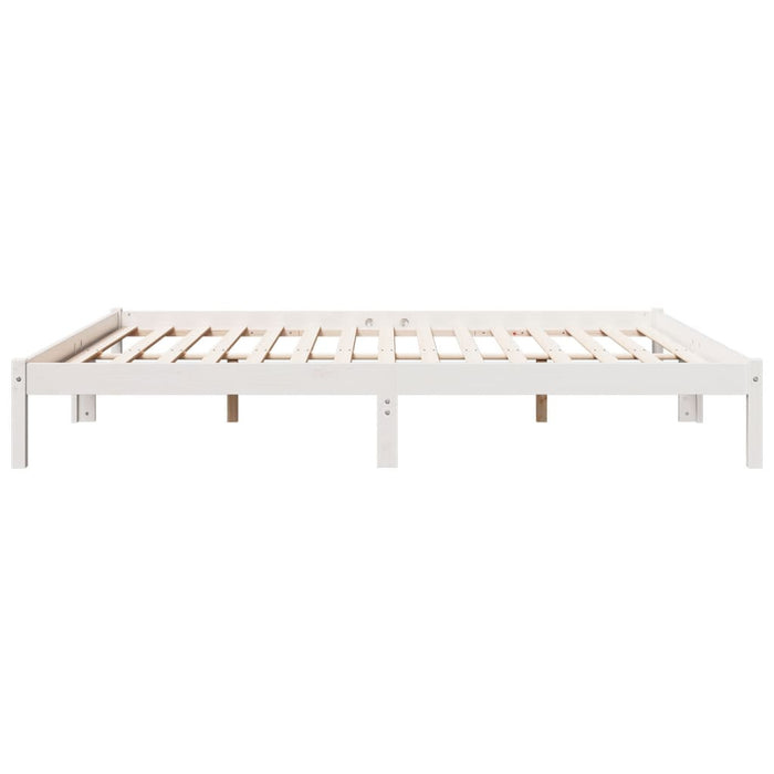 Cadru pat foarte lung fără saltea alb 200x210 cm lemn masiv pin WALTI