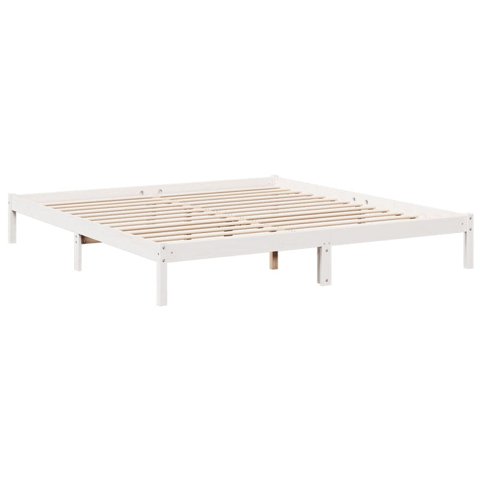 Cadru pat foarte lung fără saltea alb 200x210 cm lemn masiv pin WALTI
