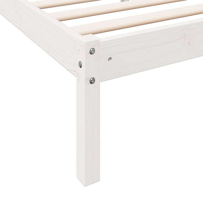 Cadru pat foarte lung fără saltea alb 80x220 cm lemn masiv pin WALTI