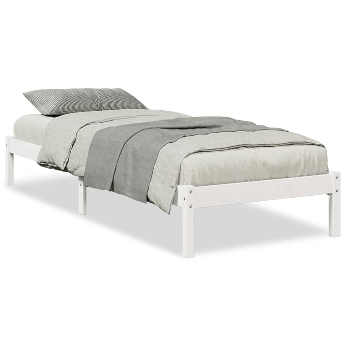 Cadru pat foarte lung fără saltea alb 100x220 cm lemn masiv pin - WALTI WALTI