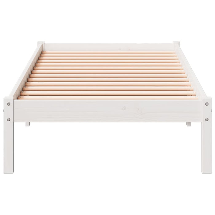 Cadru pat foarte lung fără saltea alb 100x220 cm lemn masiv pin - WALTI WALTI