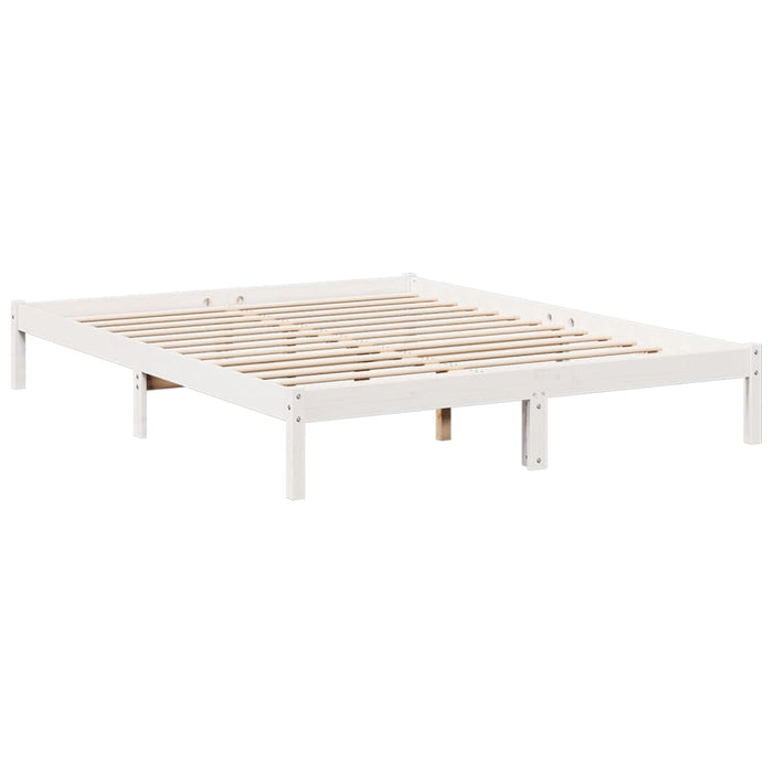 Cadru pat foarte lung fără saltea alb 140x220 cm lemn masiv pin - WALTI WALTI