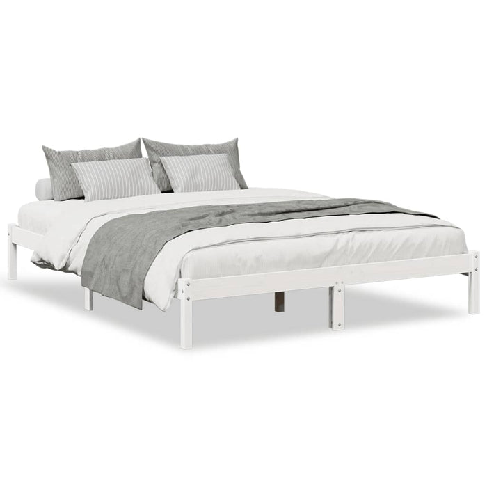 Cadru pat foarte lung fără saltea alb 160x220 cm lemn masiv pin - WALTI WALTI